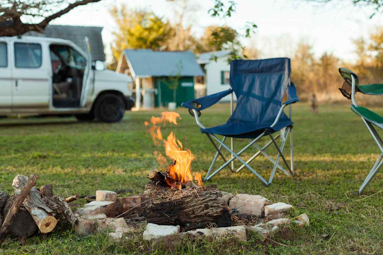 We brought our own camping chairs, but there were also chairs available and picnic tables.