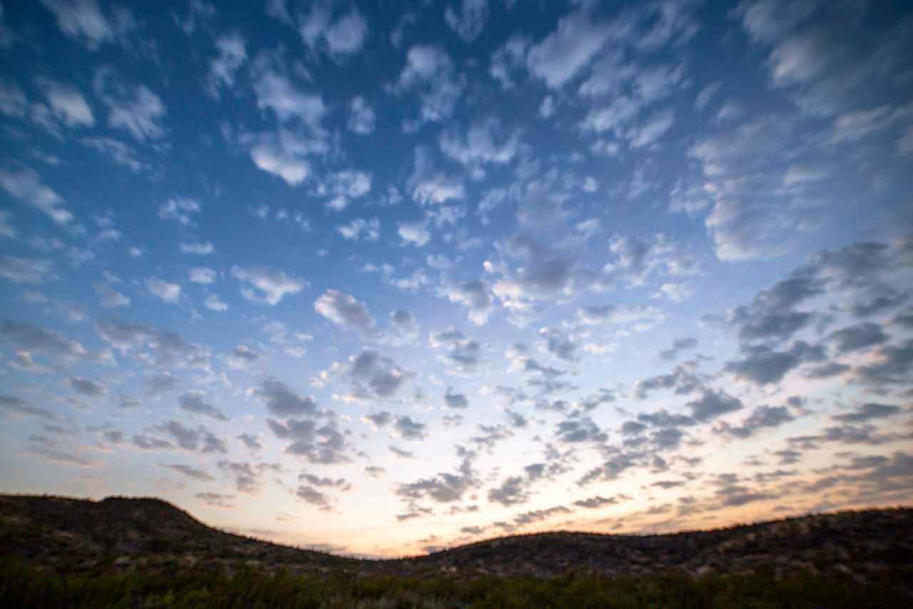 Dusk view looking southwest from the parking area of La Monilla