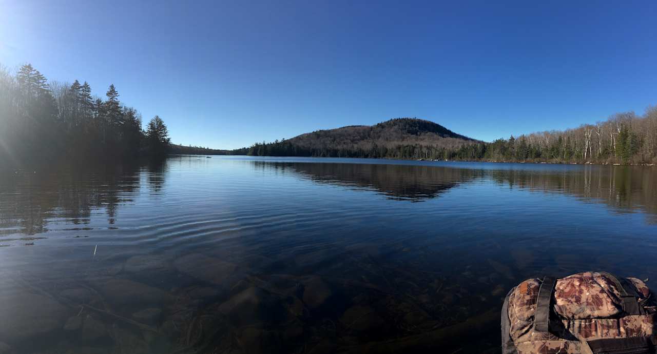 Shallow pond for fishing and paddling out to the rocks.