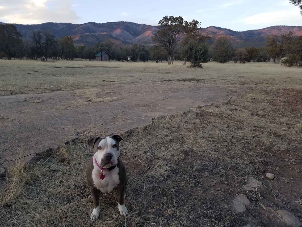 View of the mountains at sunset.