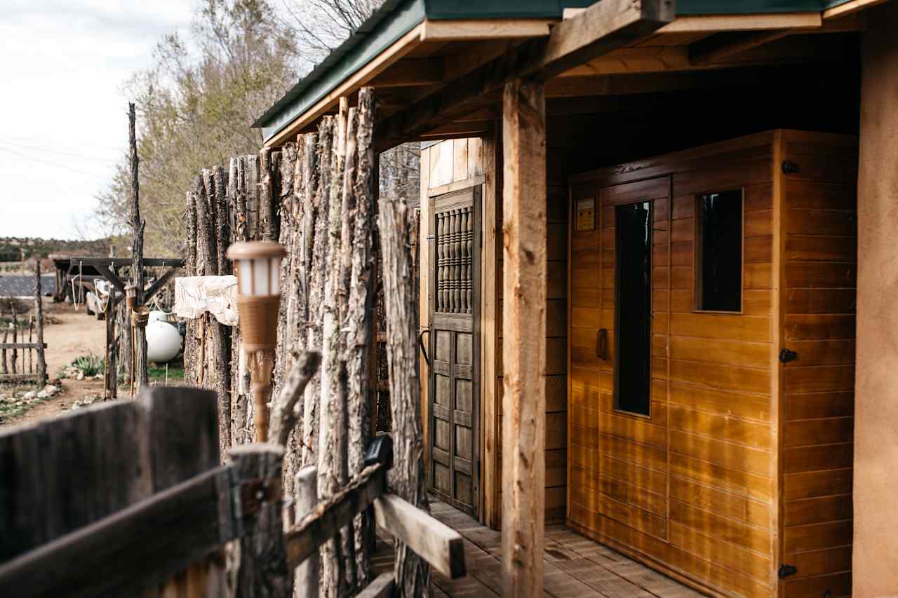 Outdoor shower and sauna