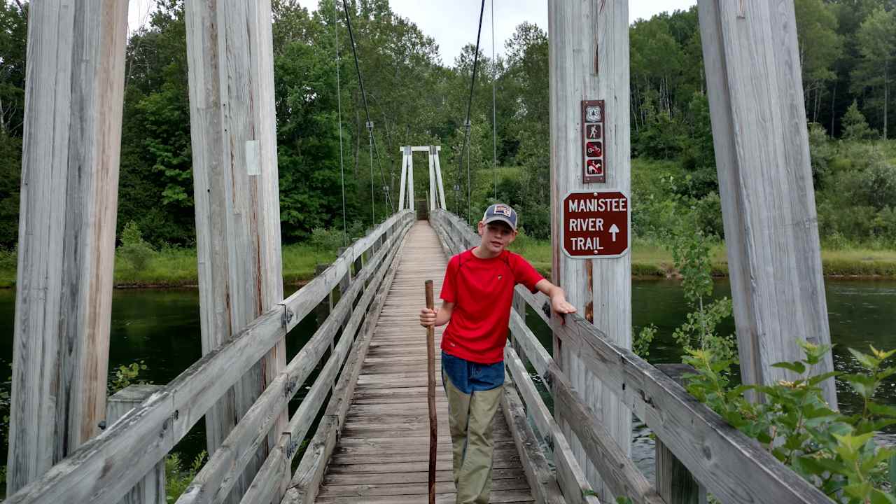 Sweet Mackinac bridge replica over Manistee River