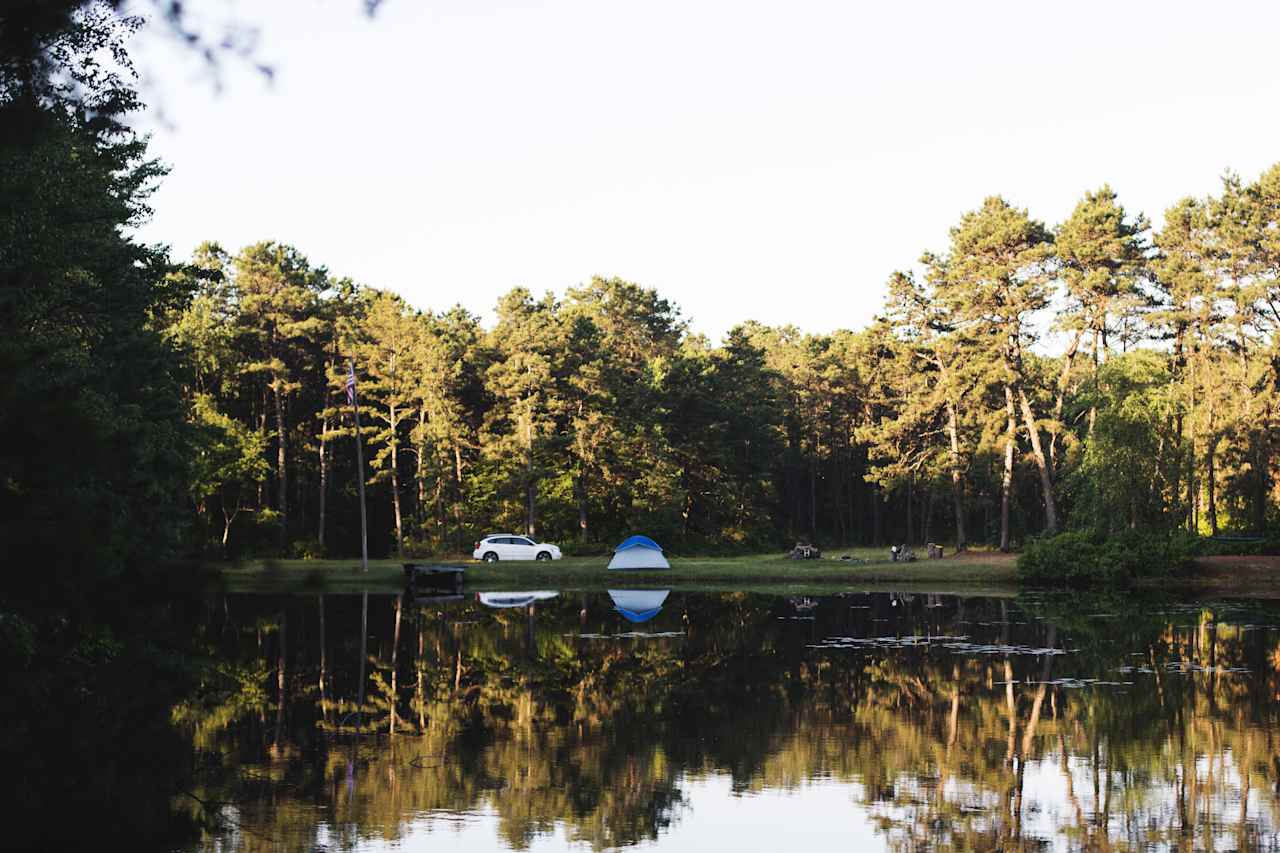 We walked around the pond and took in our campsite from across the way.