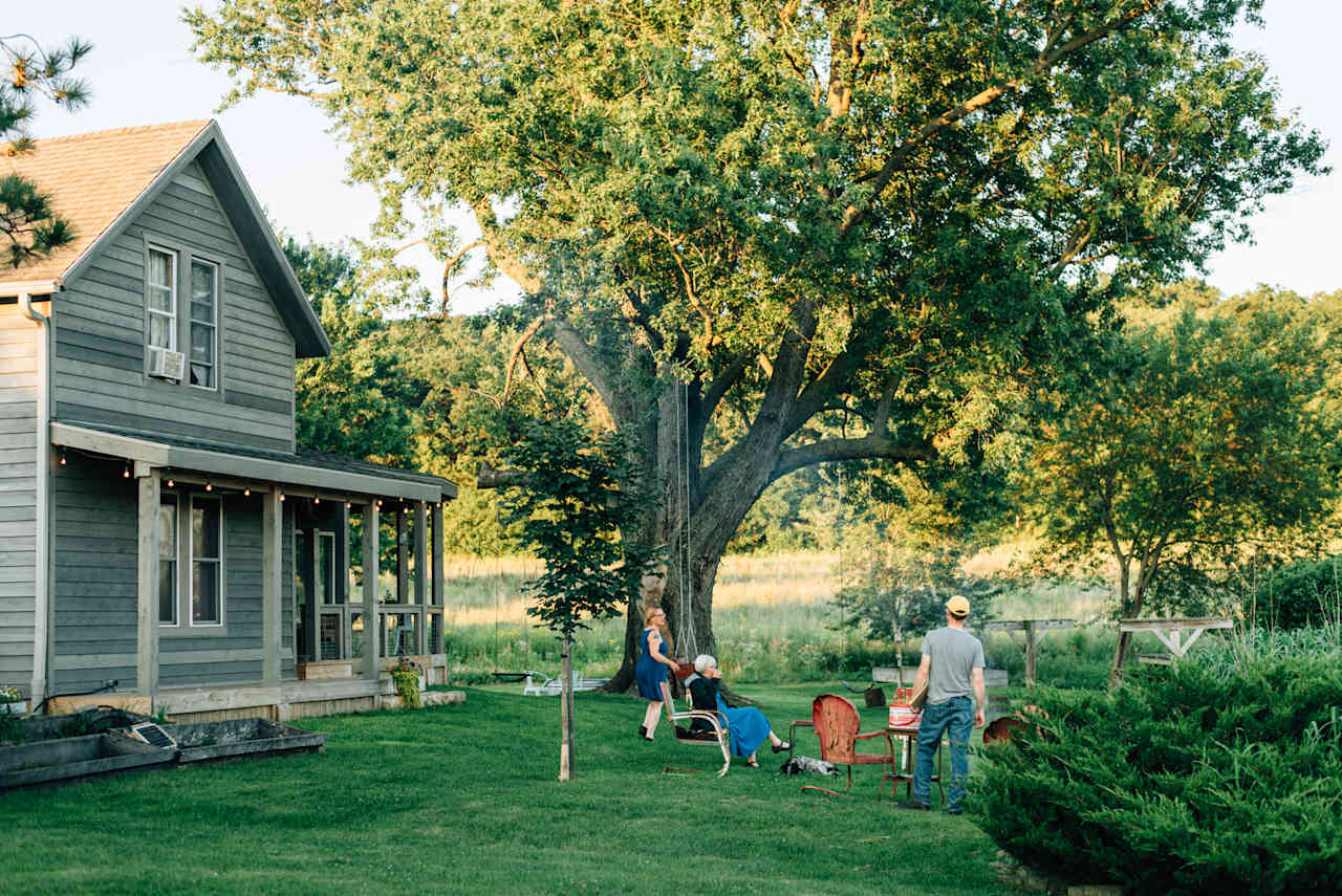 fire pit in front of the main house