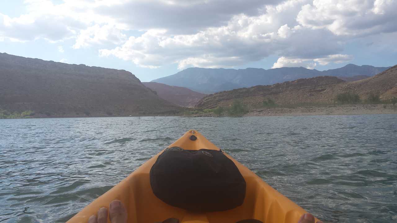 Rent a kayak or paddleboard near the campground and tour the lake. Row to the northernmost part for some shade, but keep in mind: Years of silt have made the lake bottom soft and murky - you may sink up to your ankles, possibly lose a shoe!