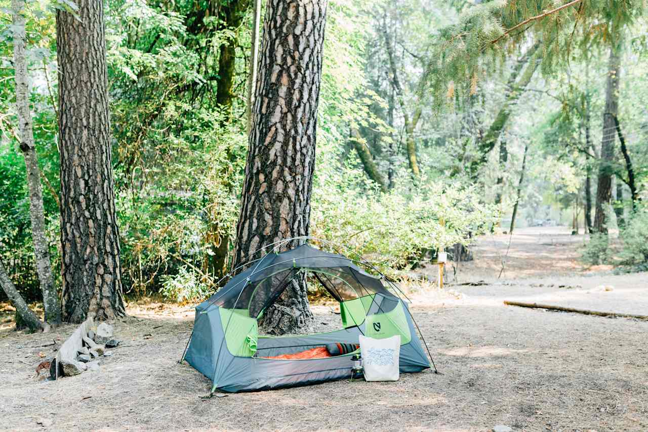 We picked the campsite across the creek from the communal bathrooms