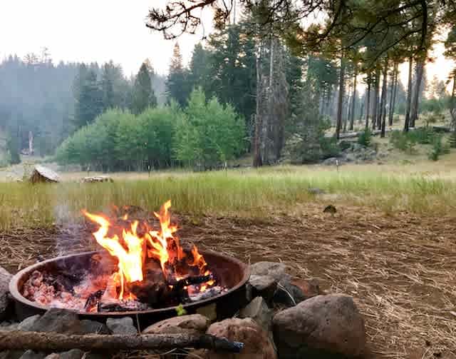 Morning fire and view of quakies.