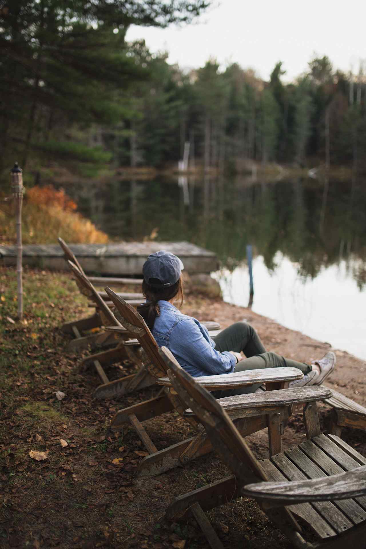 Peaceful fall evening next to the water