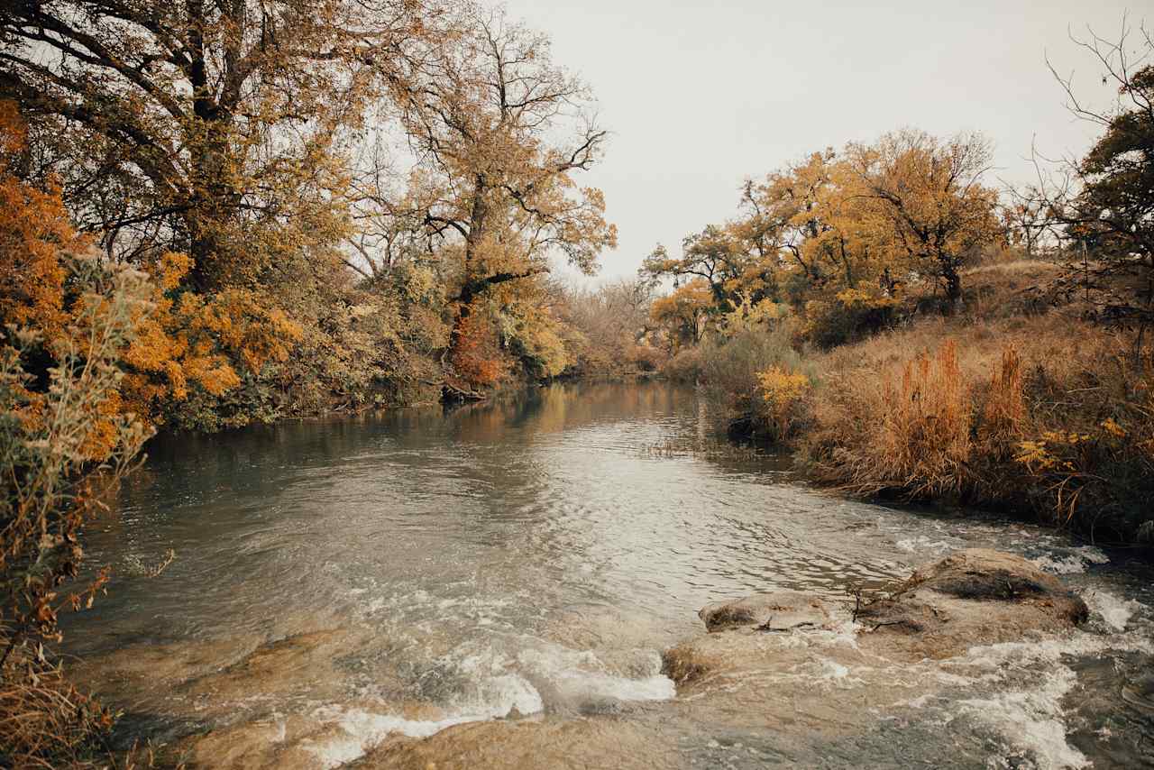 The beautiful view of the San Saba River, just a stone's throw away from camp 