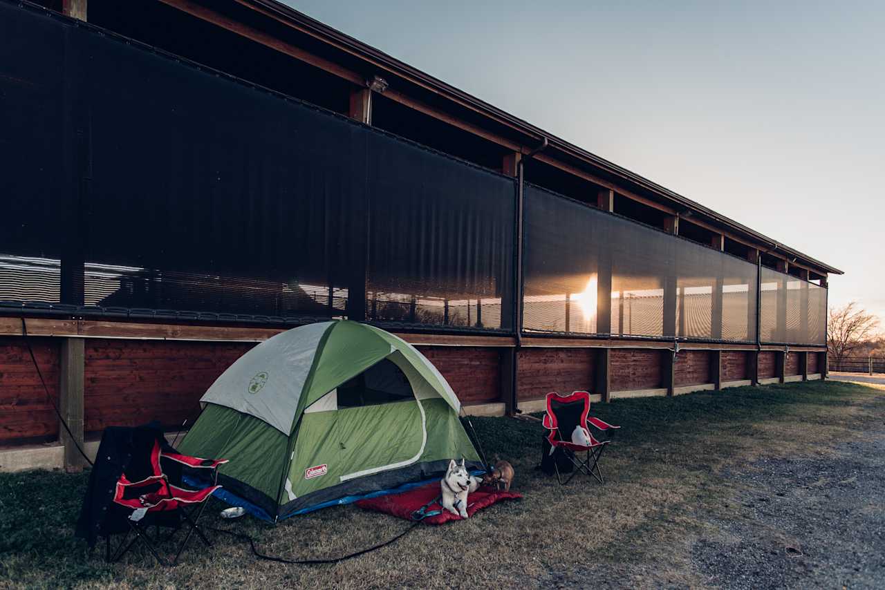 Beautiful sunset over our camping spot at AKA Stables