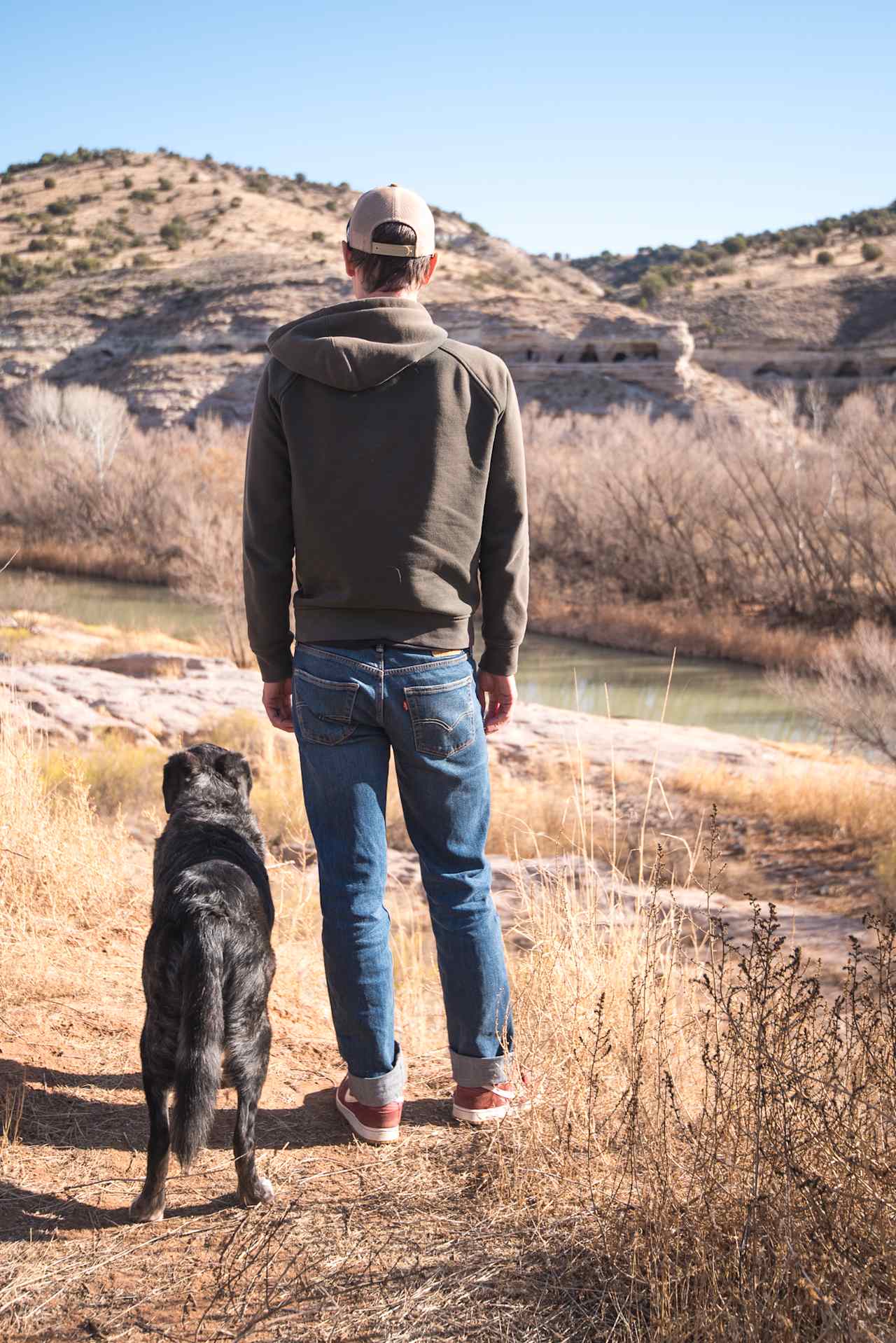 The campsite is walking distance to the Wild and Scenic Verde River. Ancient cave dwellings line the cliffs on the far shore.