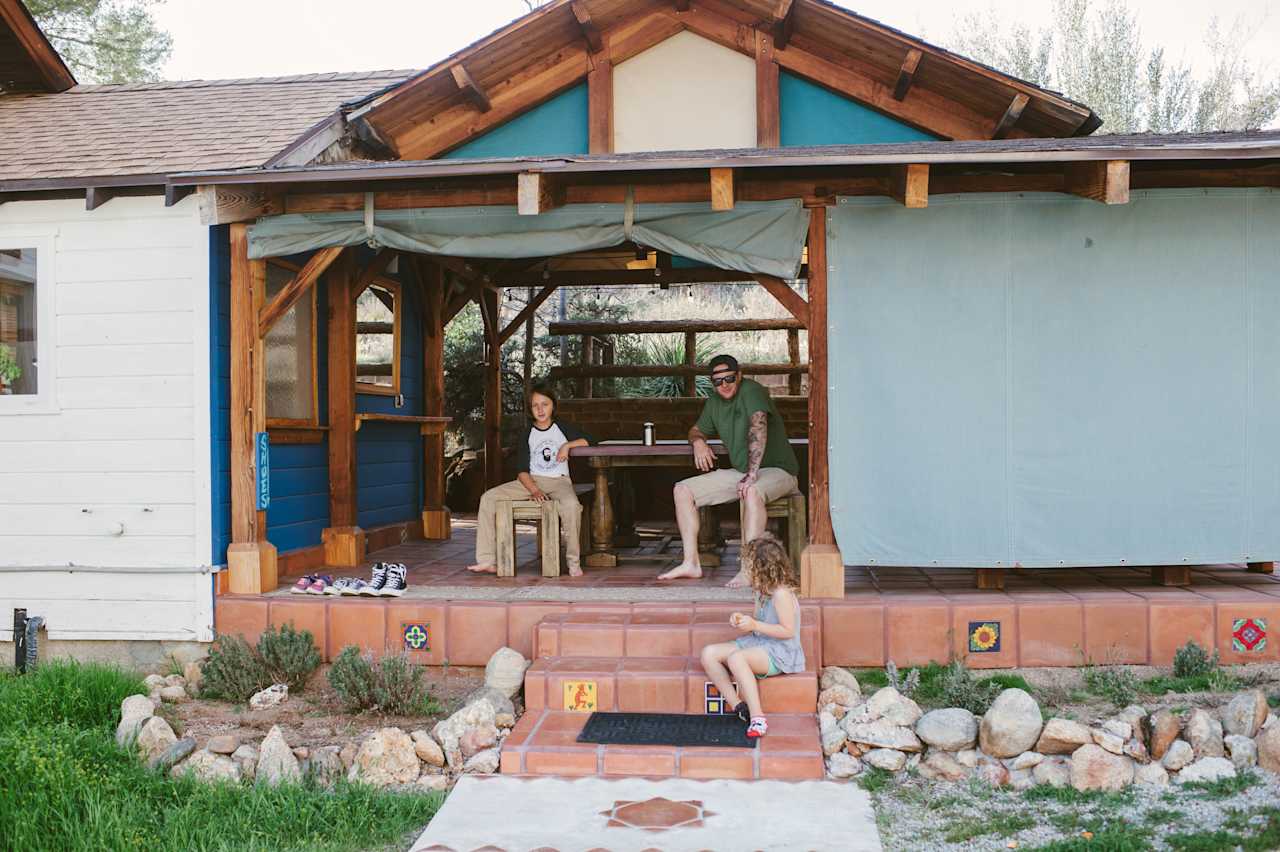 hanging out in the community patio