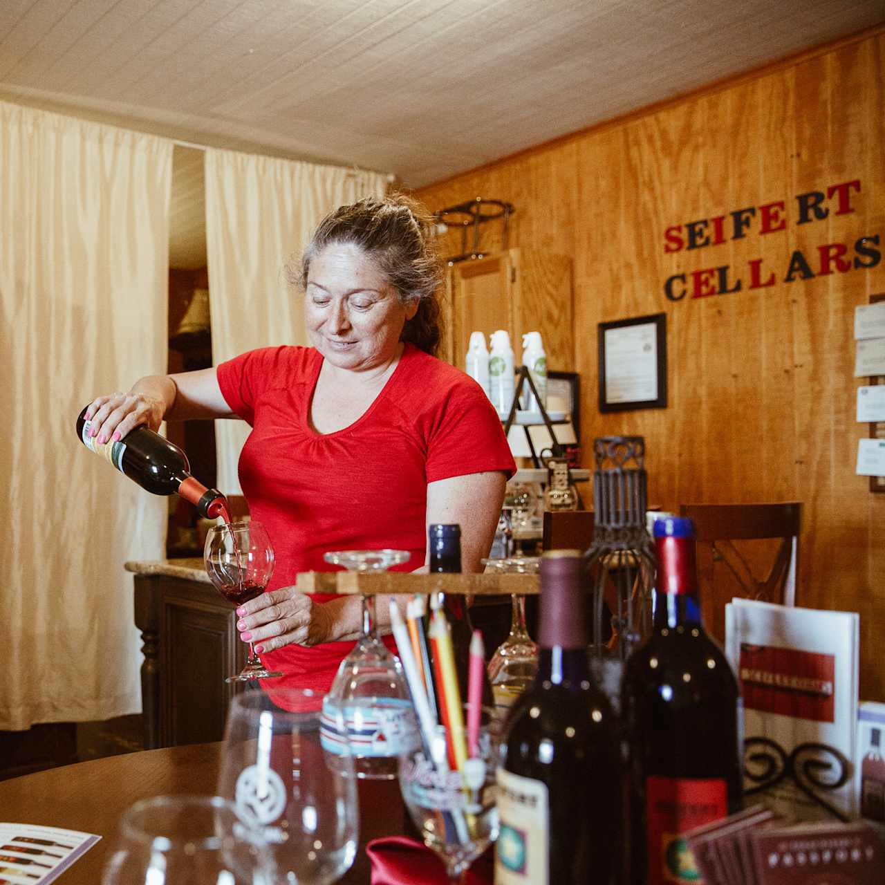 host Brenda giving us a tasting