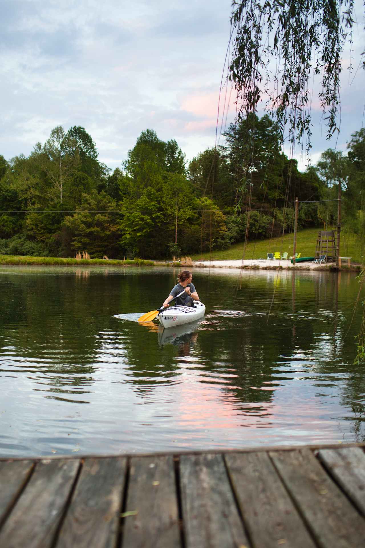 Kayaking on the pond! It actually goes down to a depth of about 30 feet in the middle. Super refreshing for an afternoon or morning dip. 