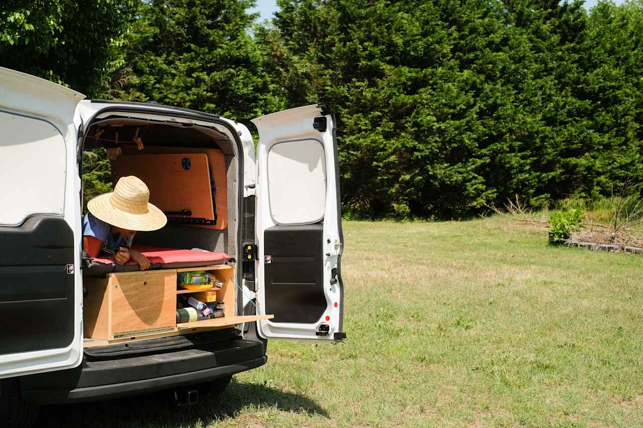 Chilling in the van.