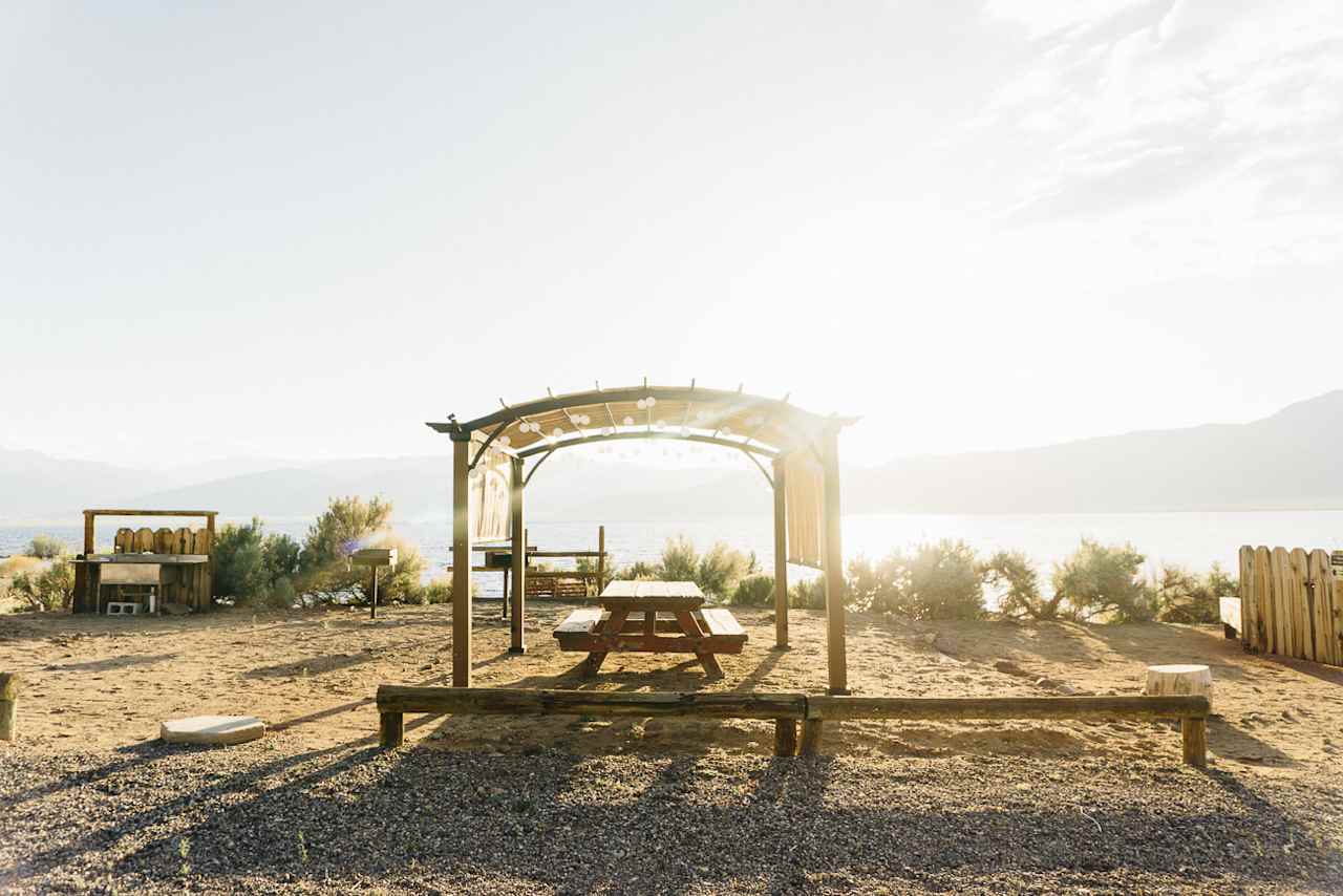 Communal space with solar lights