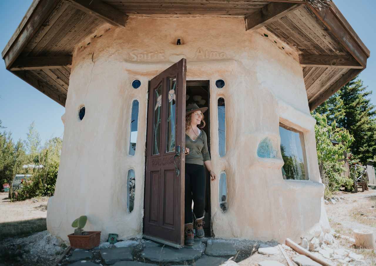 Stepping out onto the porch. 