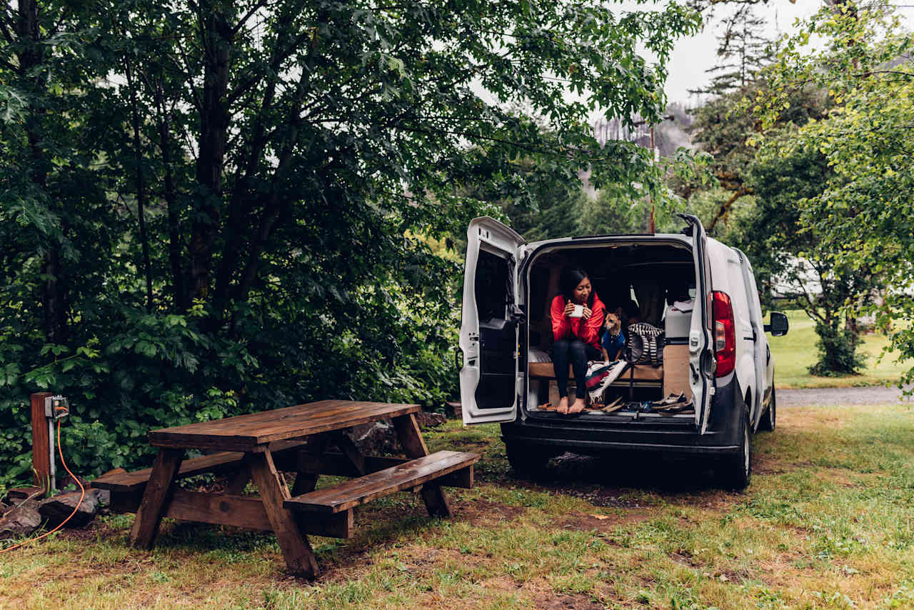 Each of the campsites have a picnic table and electric hookup