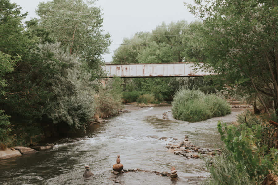 Purgatory River - abandoned train bridge over the river