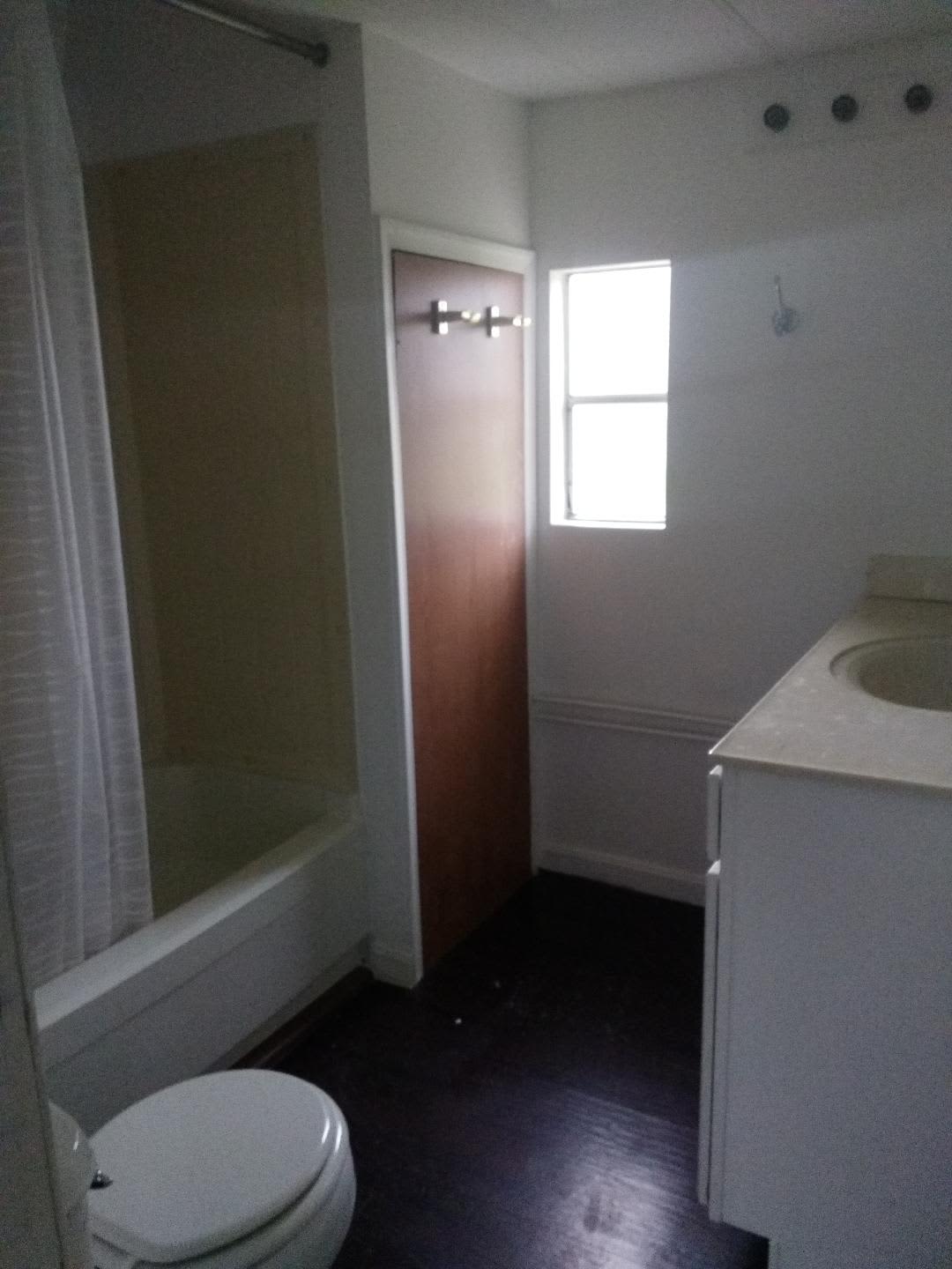 This is our bathroom in the trailer which recently received some updates, while remaining rustic just like our farm.  