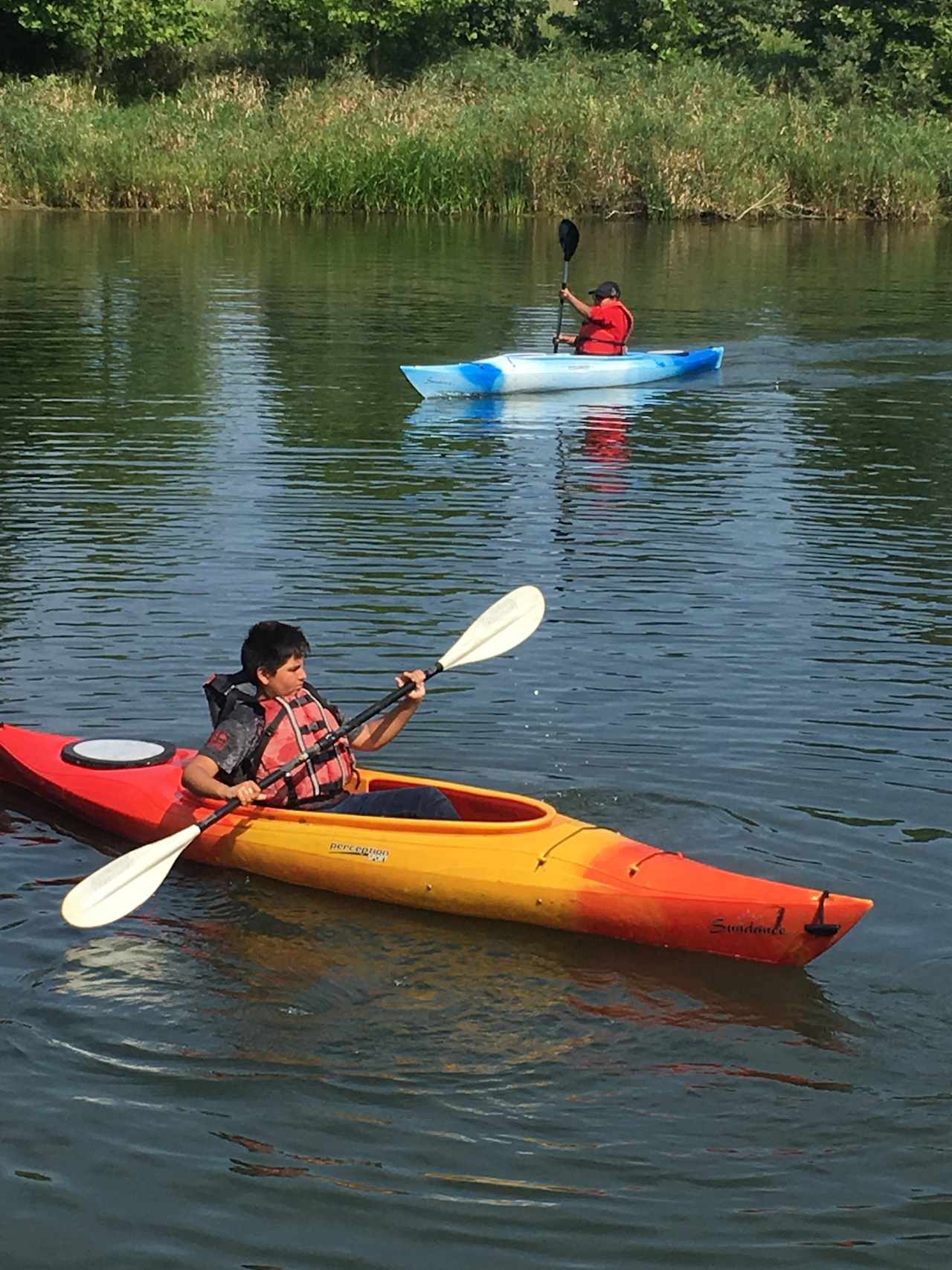 Kayaking the pond is great for all ages. 