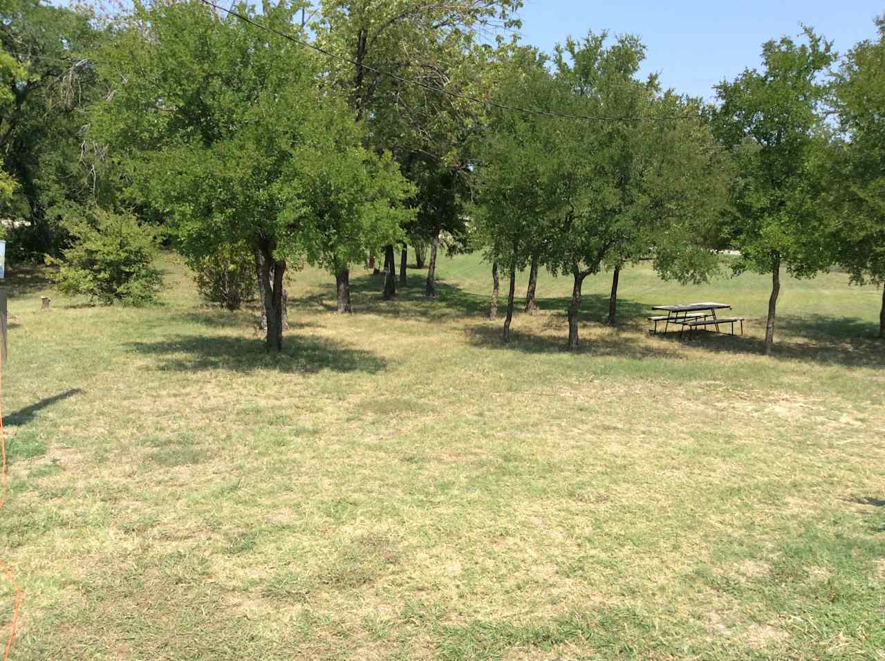 RV site with picnic table in background 