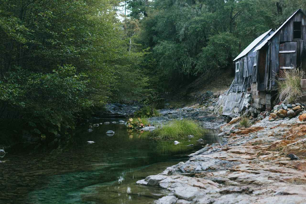 Historic mineral springs bath house on the hike