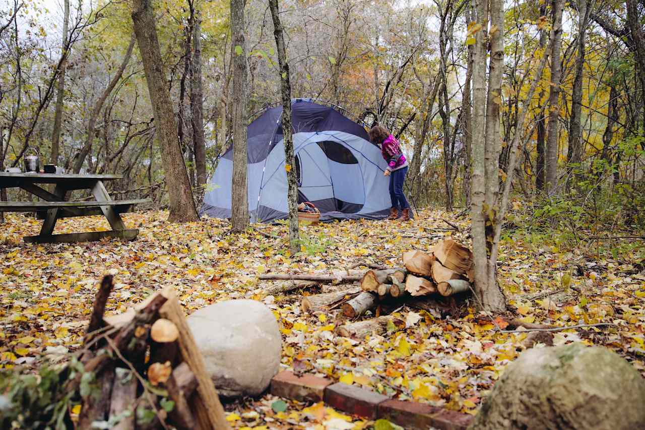 Our cozy site was nestled right beside the lake. 