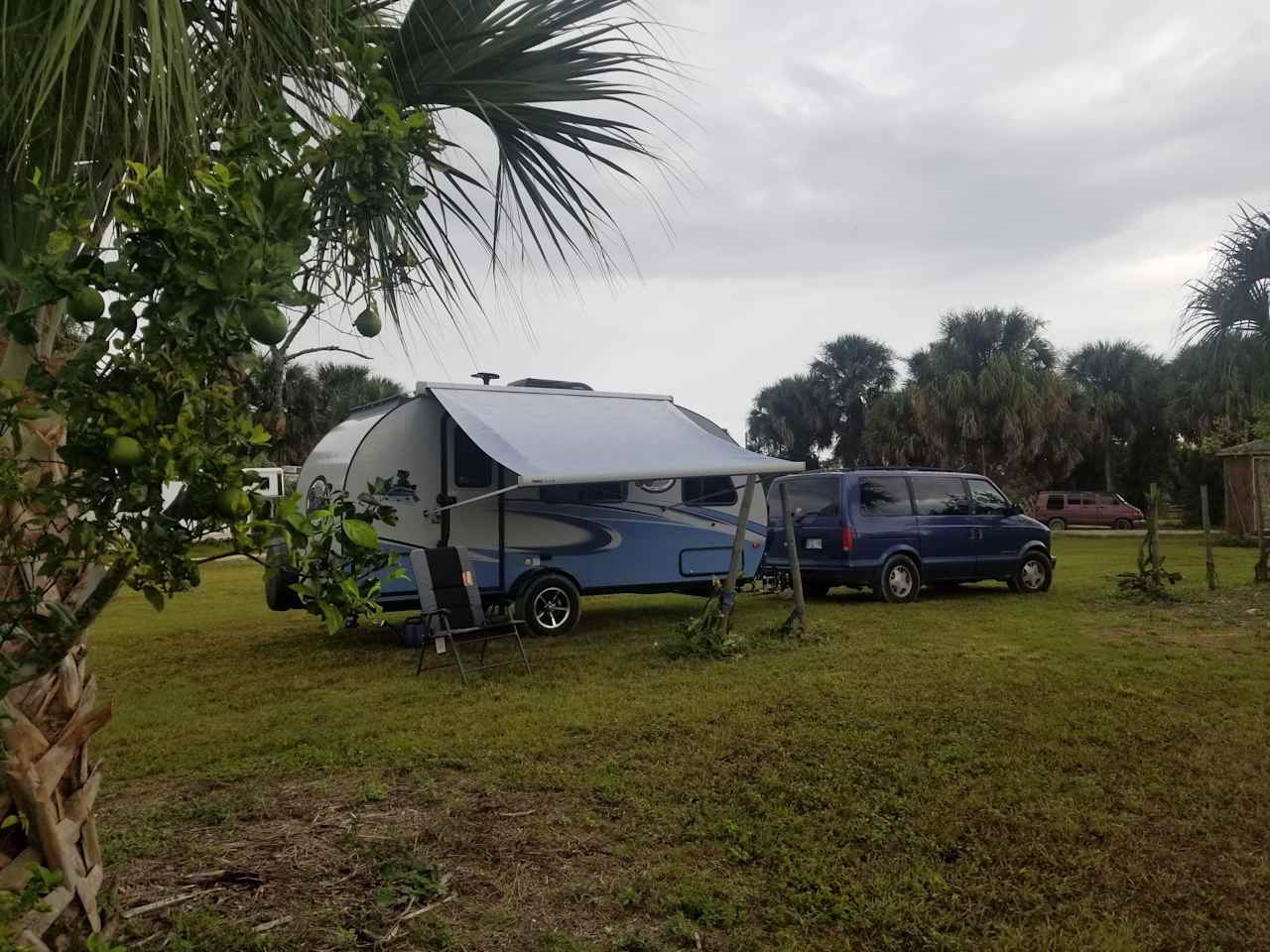 Looking from the pond at our camper