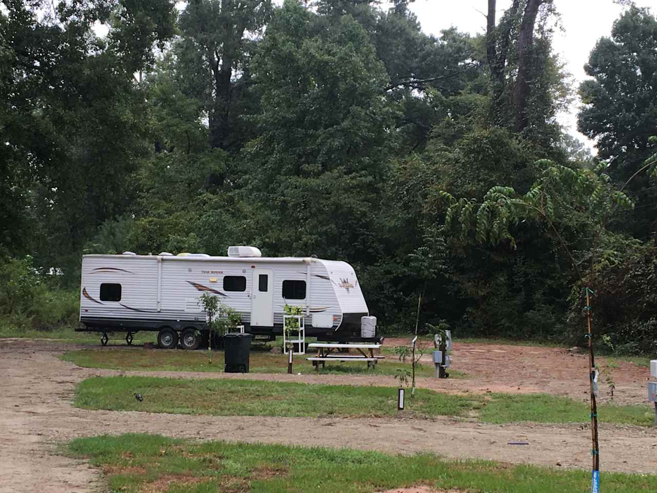 RV site #1 with the RV in it, and sites 2 and 3.  Its hard to tell but there is 18 to 20' between sites 1 - 5.