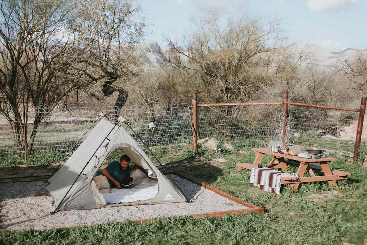 Camp site - tent area + picnic table