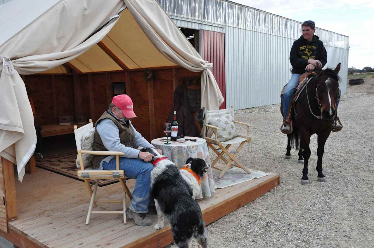 The front deck is your own private setting where you can mingle with the ranch dogs and animals or stay lost in your own thoughts.