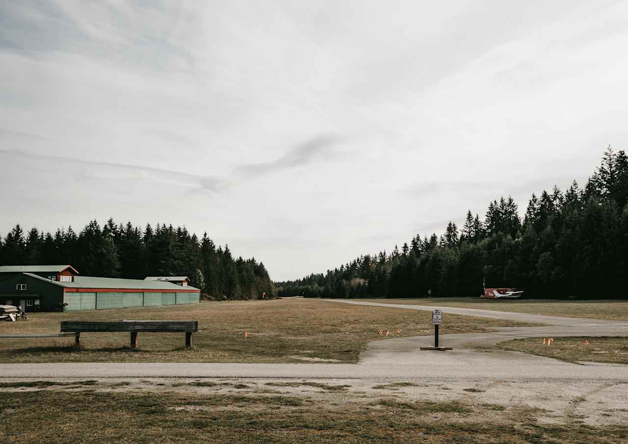 View from campsite of the airport right across the road (very quiet)