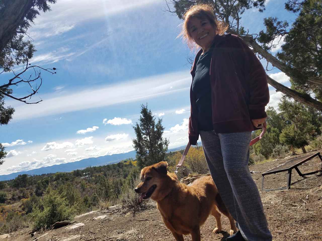 My mother and my dog at the Lion Site in late October