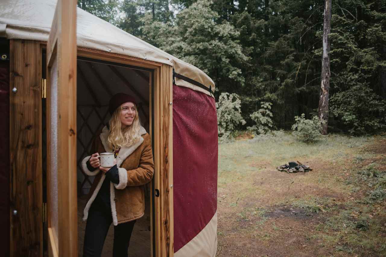 There's a fire pit right outside the yurt :)