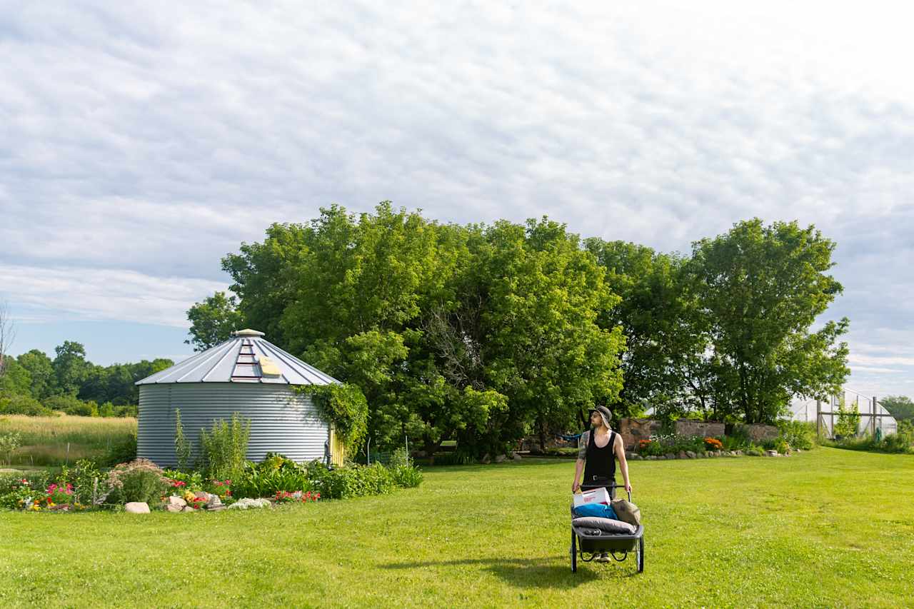 It is a bit of a trek to the campsite, but Danielle and Dan thoughtfully provided some helpful carts to haul your stuff back.