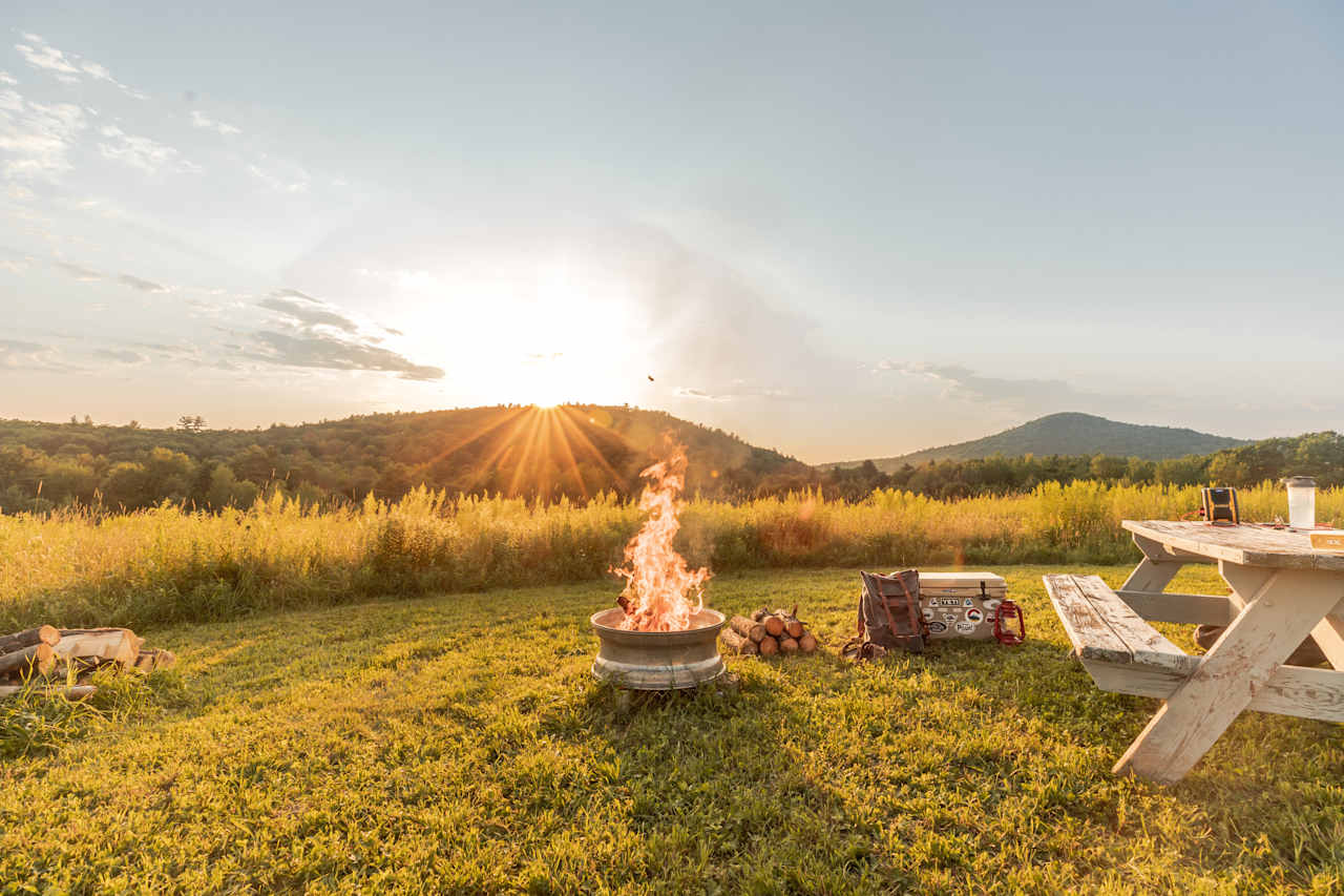 Campfire as the sun goes down