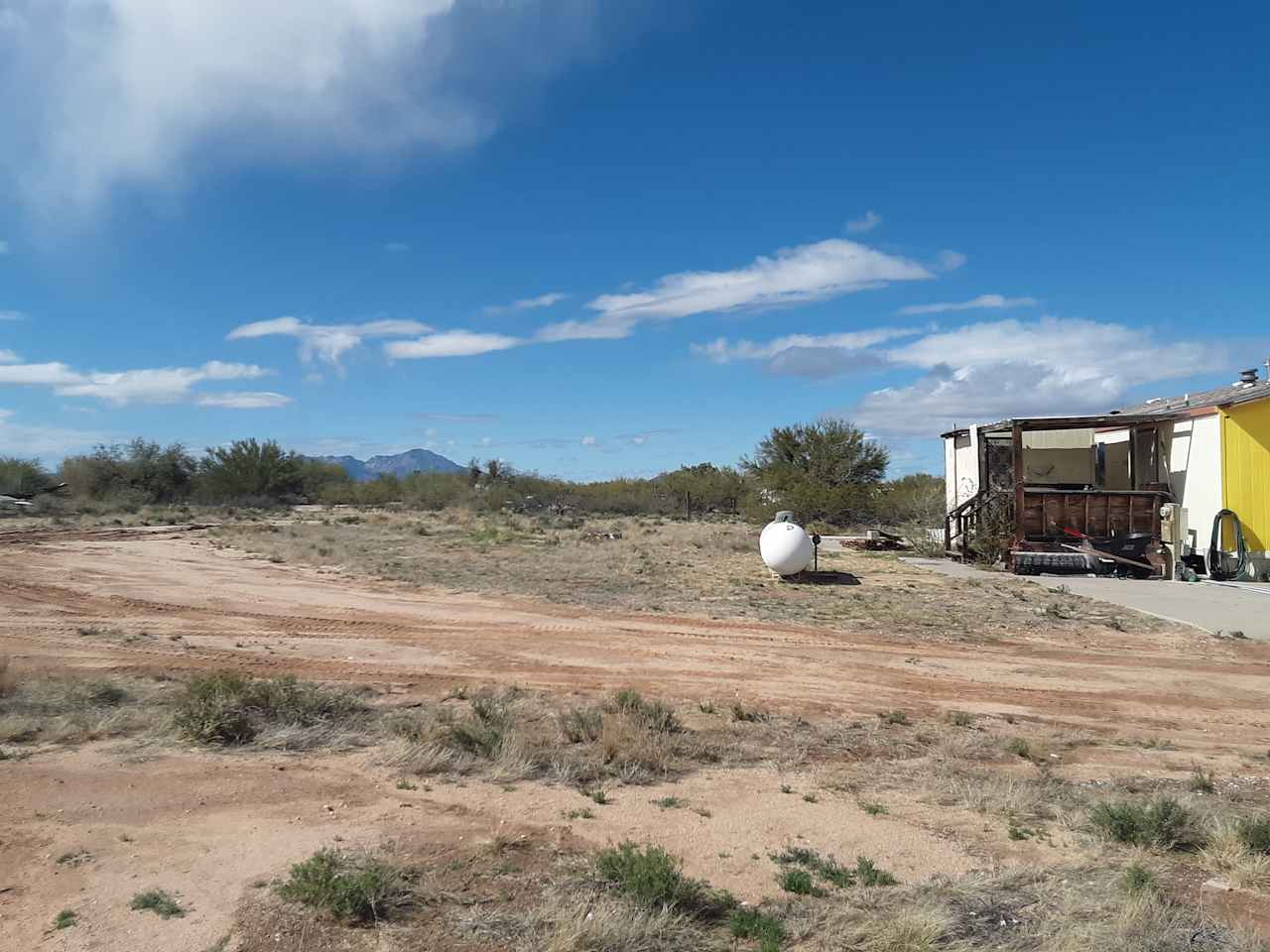 Looking west to camping areas. The mountains in the background host Kitt Peak National Observatory, the world's largest telescope.  They have tours in the winter. 