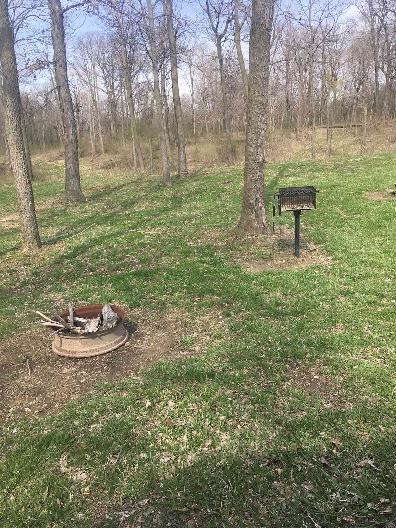 Some camp spots are near the wooded area and lake