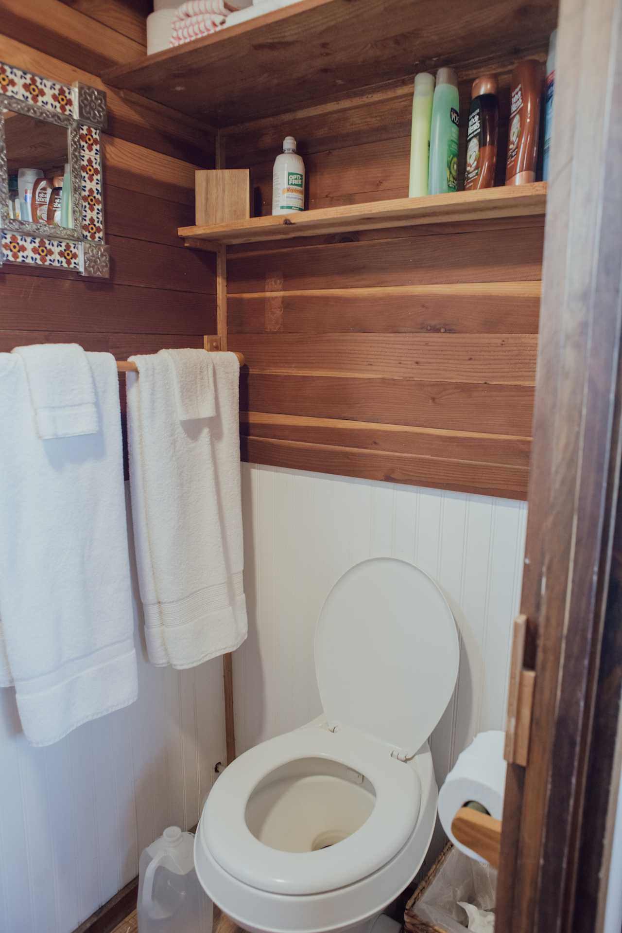 They've even got your shower supplies above the toilet. 