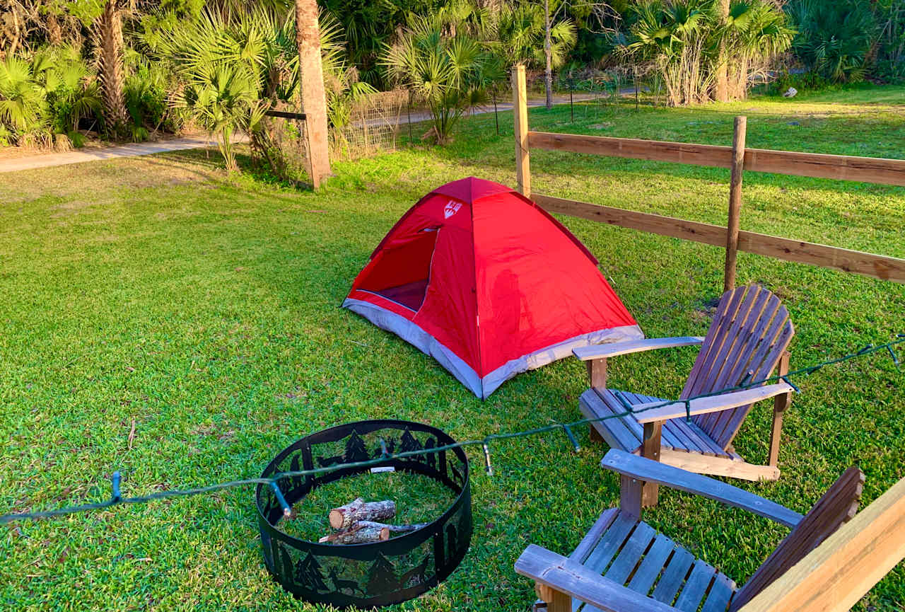 Fire ring, chairs, and picnic table available. (These chairs have been replaced with newer ones.)