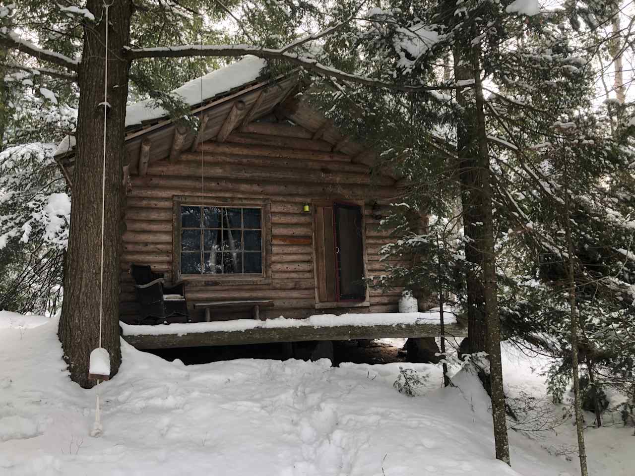 The cabin from the pond side