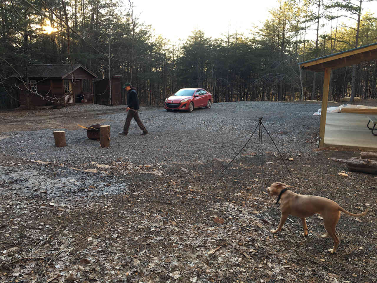 Getting ready to make dinner on an open fire. The host provided a few grates to help the process.