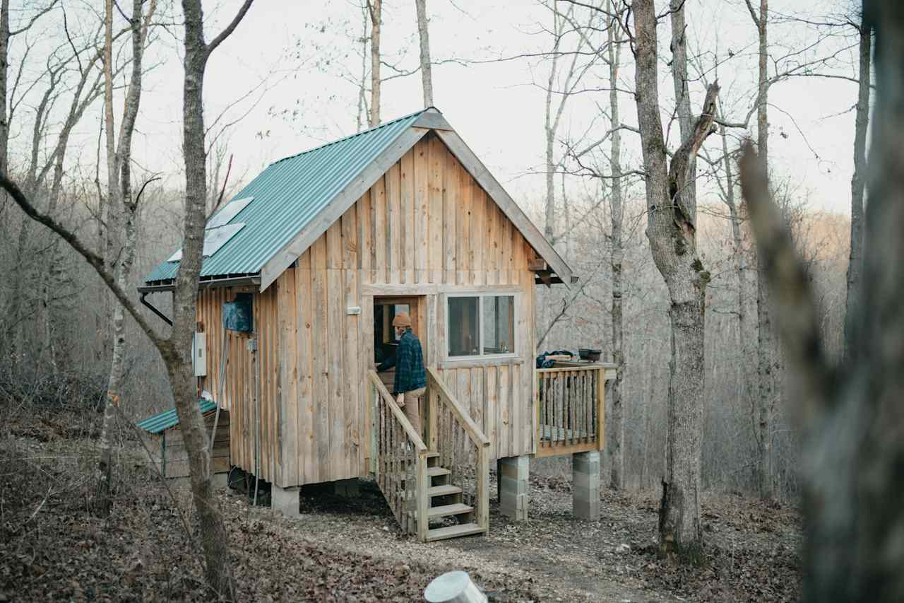 The gorgeous cabin in Winter - so cozy and warm with the heater.