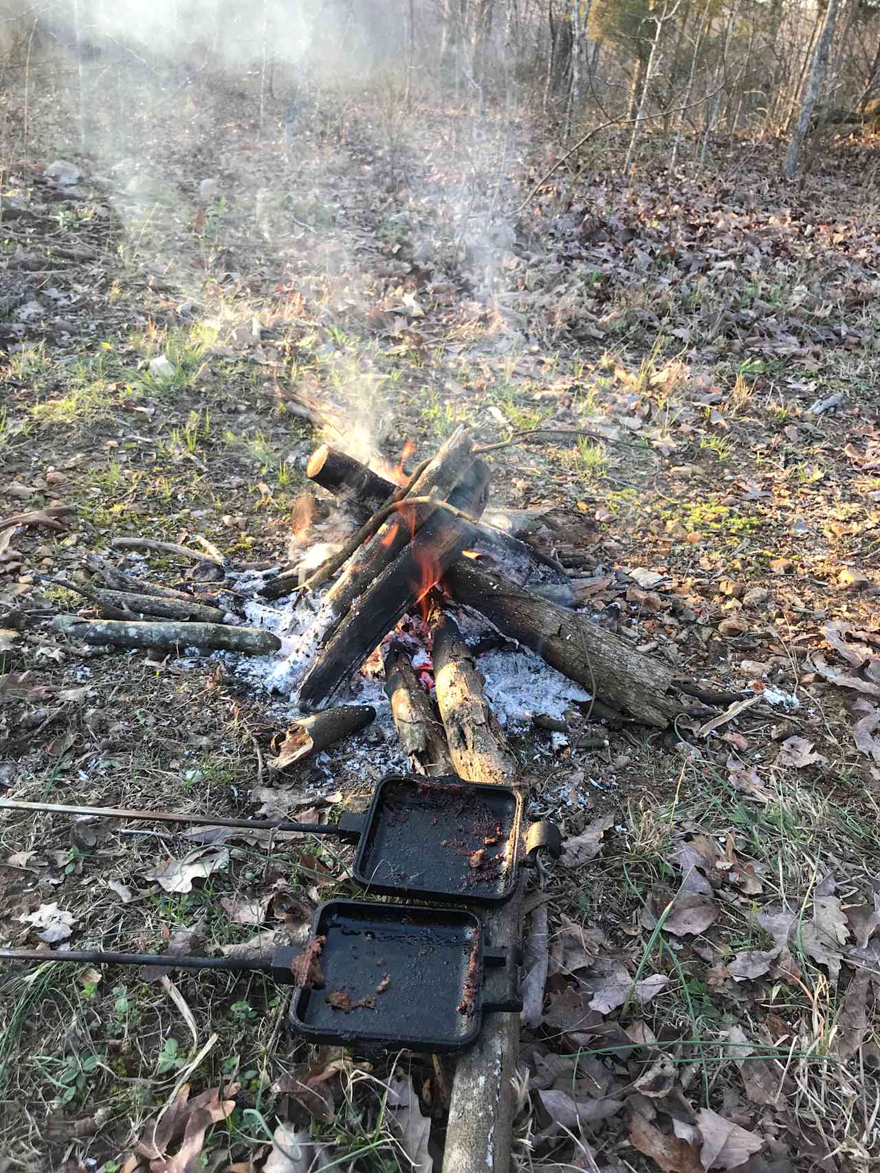 A small fire to cook over