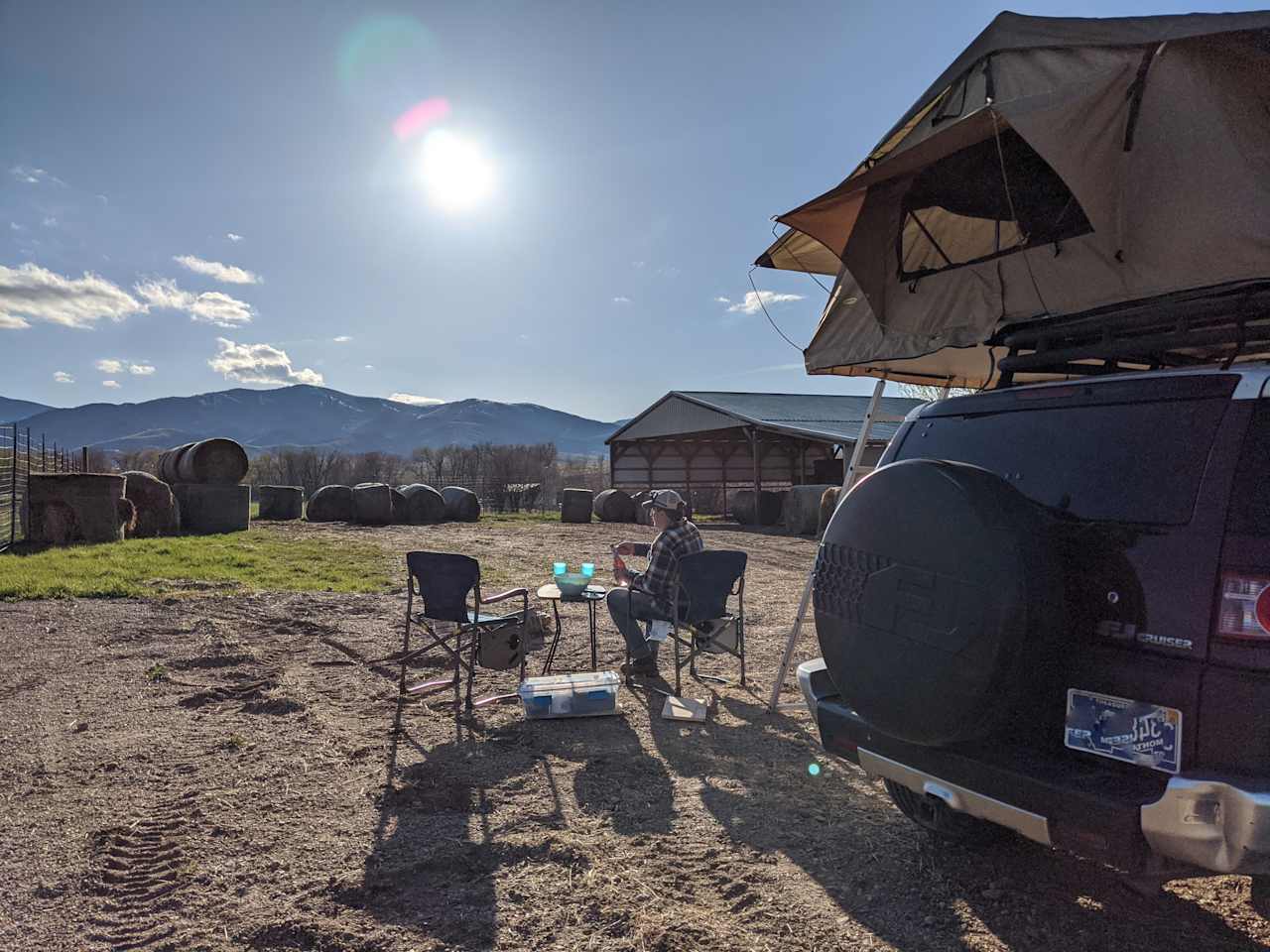 Campsite at the hay shed