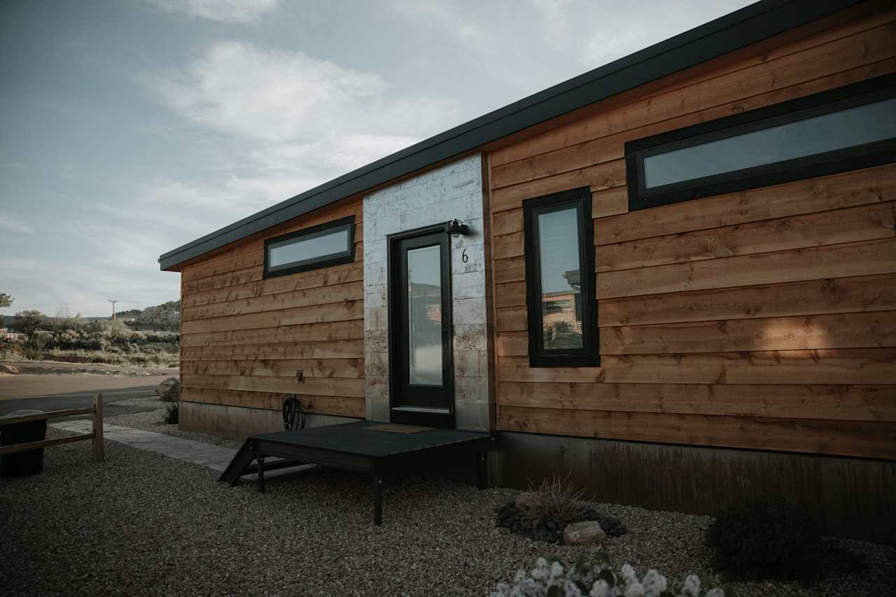 The outside of the house. Each tiny house has a unique name, which helps easily identify which is yours. 