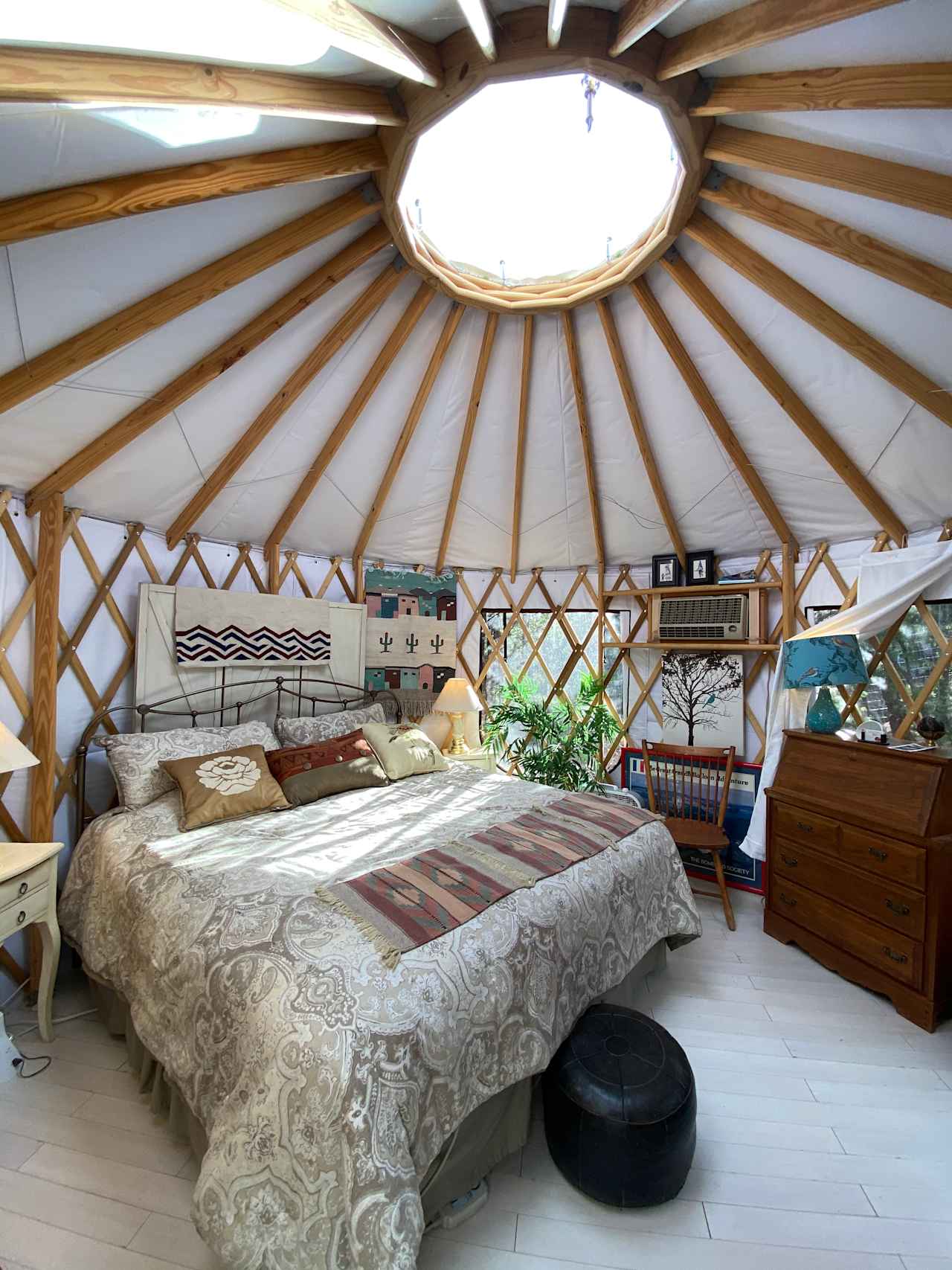 Inside the yurt