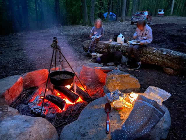 Stone fire circle, perfect for cooking and gazing.