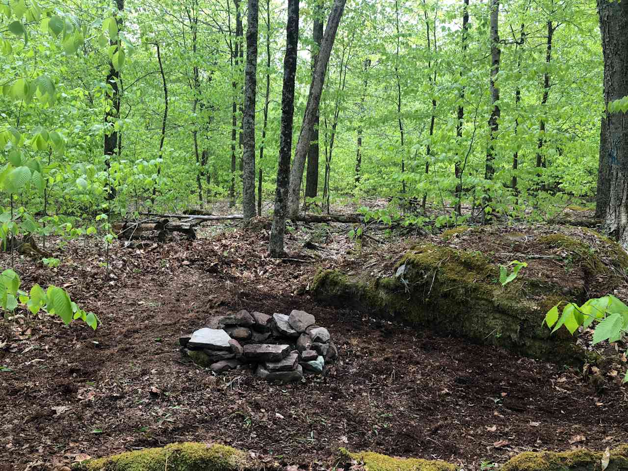 Site 1 fire pit, upper camp. You can still hear the river from this location.